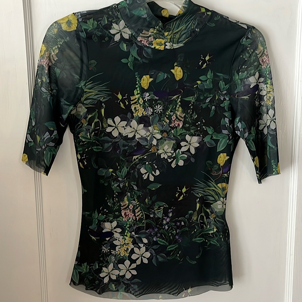 Ted Baker floral short sleeve top, size 1